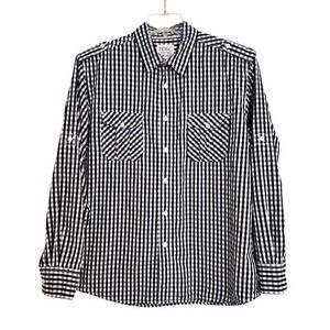 PD&C Mens Black White Gingham Long Sleeve Button Down Shirt XL